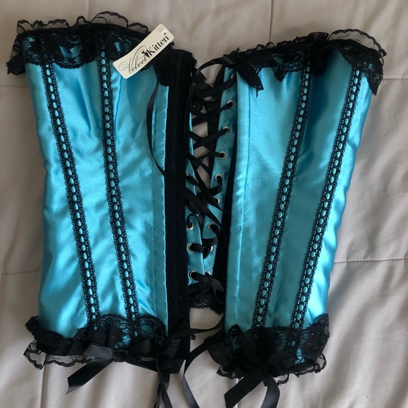 Light Turquoise Lace-Up Corset by Velvet Kitten - Picture 2 of 2